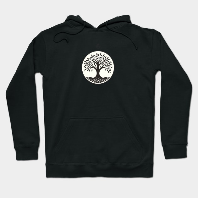 Contemporary Black Deciduous Tree Design Hoodie by Greenbubble